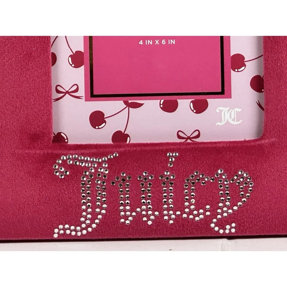 Juicy Couture Pink Velour Rhinestone Crown Photo Frame 4x6 Glam